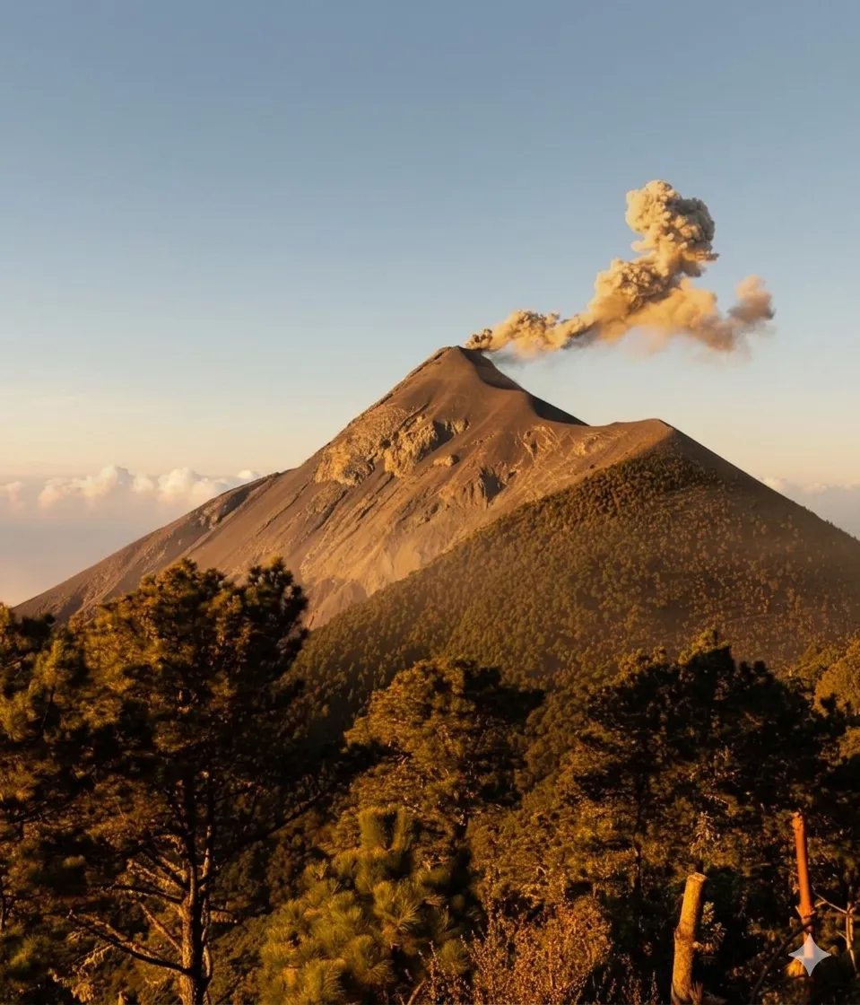 A volcano spewing ash and smoke.